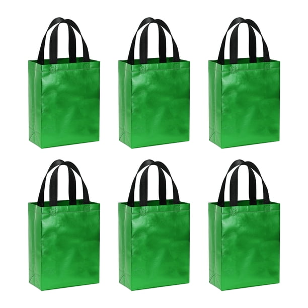 Bolsas de regalo Uxcell Verde oscuro con recubrimiento láser, 6pcs Bolsas reutilizables, 8" x 4" x 10"