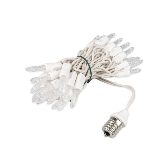 Novelty Lights 7.5ft LED C9 Icicle Drop, 35 Warm White Mini Lights on White Wire, 2.5-inch Spacing, Standard E17 Threaded Connection, Indoor/Outdoor