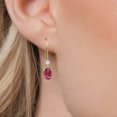 thumbnail image 3 of Gem Stone King 14K Yellow Gold Pink Tourmaline French Wire Dangle Earrings for Women (1.10 Cttw, Gemstone October Birthstone, Oval 6X4MM and Round 2.5MM), 3 of 6