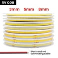 thumbnail image 3 of Barra de luz LED COB de 3 mm, 5 mm y 8 mm, 5 V, 12 V, 320 ledes/m, 3000 K, 4000 K, 6000 K, cinta flexible de alta densidad para iluminación de gabinetes, 3 of 5