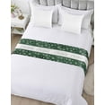 thumbnail image 5 of Green Christmas Snowflake Bed Runner for Cal. King Size Bed, Xmas Snowflake Winter Striped Bedspread Protector Slipcover Bed Scarf for Foot Bed Runners & Scarves for Bedroom Hotel 94x20 Inches, 5 of 6