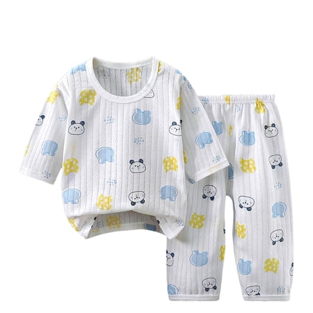 Quealent Toddler Baby Boy Clothes Bear Embroidery Shirt Long Sleeve 2Pcs Pant Set Fall Winter Outfits (Light Blue 1-2 Years)