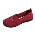 thumbnail image 2 of Gpaecead Women's Embroidered Knit Flat Loafers Slip On Cushioned Lightweight Non Slip Shoes For Commute And Comfort, Red, 2 of 5