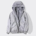 thumbnail image 2 of Women's Reversible Hooded Jacket Solid Color Thickened Winter Warm Coat Soft Comfortable Outerwear For Cold Weather, 2 of 3