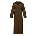 thumbnail image 5 of Meichang Women's Cotton Linen Shirt Dresses Long Sleeve Lapel Button Down Maxi Dresses Solid Slim Fit Work Dresses Casual Swing Dresses with Pockets Coffee L, 5 of 5