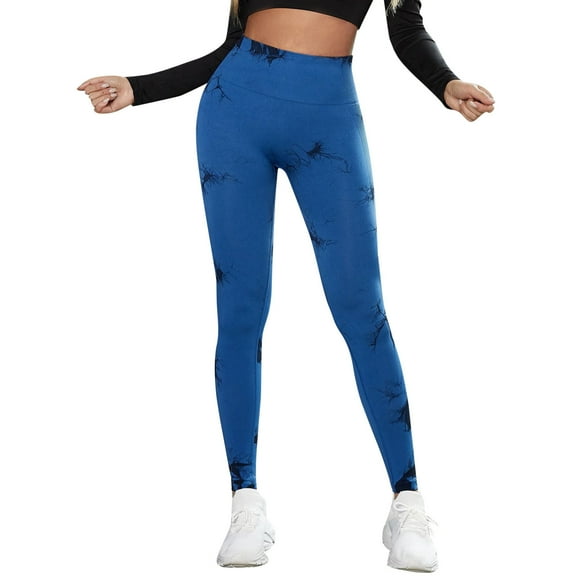 Ramiter Plus Size Leggings Women Casual Solid Leggings Splice Pants Slim Elasticity Exercise Fitness Pants Trousers Long Yoga Pants S,Blue