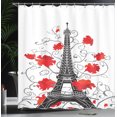 thumbnail image 4 of Ambesonne Eiffel Tower Shower Curtain, Romantic Paris Art, 69"Wx70"L, Vermilion Black and Grey, 4 of 5