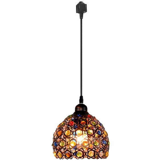 Kiven H Track Pendant Lightning,Tiffany Style H Track Lighting Pendant Lights for Bedroom Kitchen Home Lighting with Lattan Shade,E26 Socket,1 Light