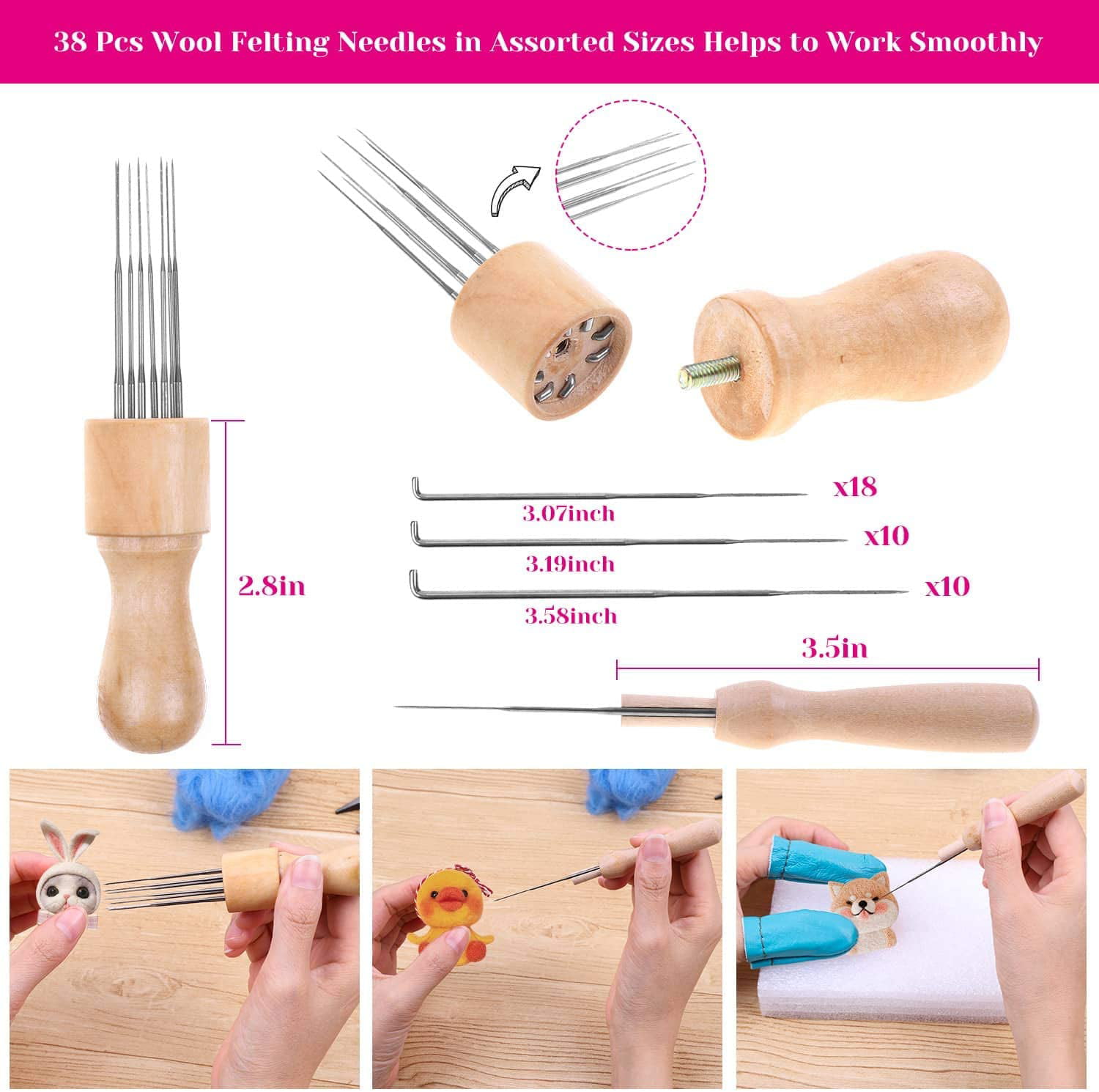 Shynek 460 Pack Needle Felting Supplies Kit Includes 50 Colors Wool Roving and Felt Needles Tools for Beginners Needle Felting Kit