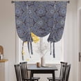 thumbnail image 3 of Navy Blue Geometric Balloon Curtains 63 Inch Length for Living Room/Bedroom, Vintage Abstract Floral Texture Rod Pocket Privacy Door Curtains Decorative Tie Up Shade for Window 52"x63", 3 of 8