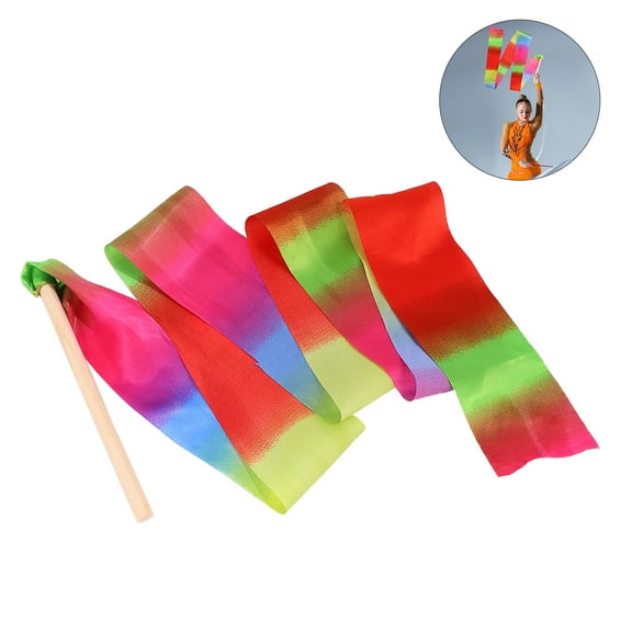 FELTECHELECTR 1Pcs Multi-colored Nylon Gymnastics Ribbon for Rhythmic Gymnastics 8.3x79in