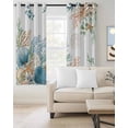thumbnail image 4 of Marine Life Blackout Curtains for Bedroom Living Room, Shell Coral Starfish Green Eucalyptus Leaves 84 In Long Thermal Insulated Room Darkening Drapes Grommet Window Treatments, 52 x 84 In, 4 of 9