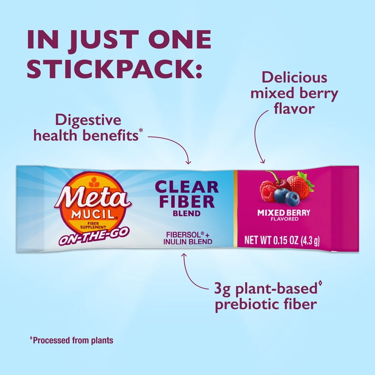 glp 1 mix Metamucil GLP-1 Friendly Clear Fiber Blend Stick Packs, Mixed Berry Flavor,  21 Stick Packs