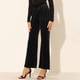 thumbnail image 3 of Pantalones sueltos para mujer, cintura alta, pierna ancha, cinturón, pantalones acampanados de color puro con bolsillo lateral, negro, XXL, 3 of 6
