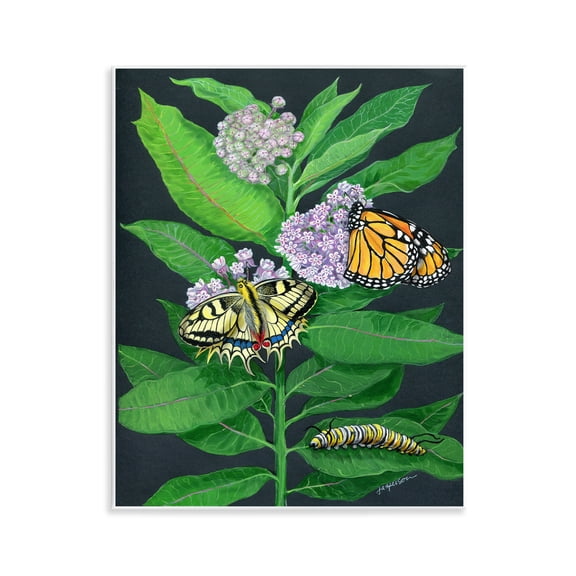Stupell Industries Vintage Milkweed & Insects Animals & Insects Painting Unframed Art Print Wall Art, 11 x 14