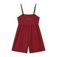 thumbnail image 4 of FDGIU Women's 2026 Summer Spaghetti Strap Romper, Gathered Empire Waist Pocket Sleeveless Casual Short Jumpsuit for Tennis Golf Daily Streetwear, 4 of 7