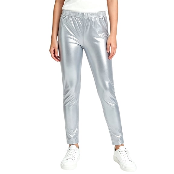 ATOGUTA Leggings for Girls Kids High Waisted Tights Soft Stretchy Casual Workout Active Leggings Silver