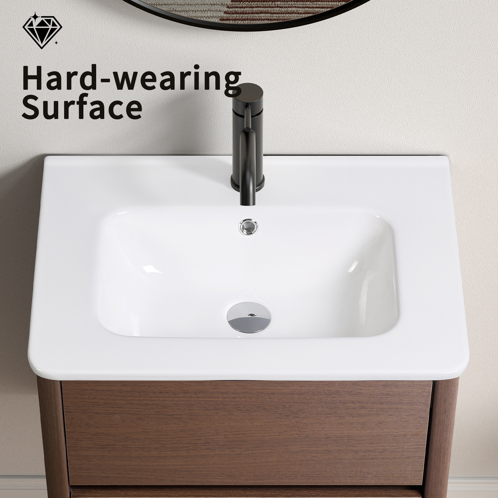 LiviNest Bathroom Vanity Sink: Modern Porcelain Countertop Basin - Pre-Drilled Single Hole Design for Rental Property & Airbnb Bathroom Installation