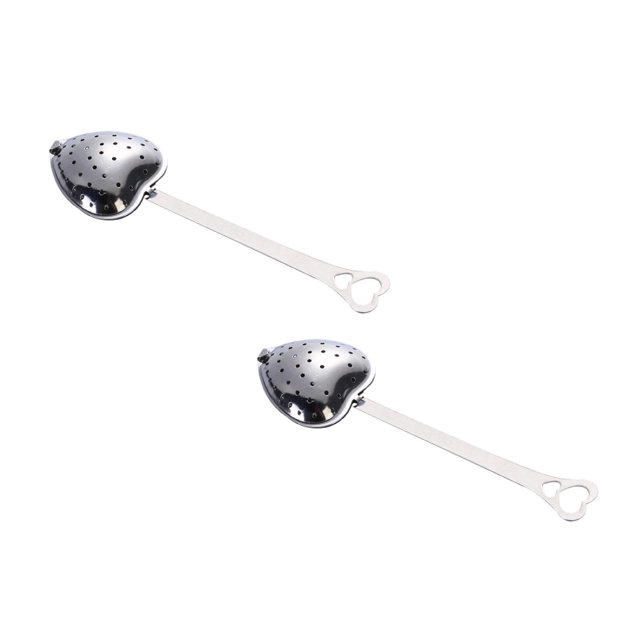 Oleegame 2 Pcs Cuillère Infuseur à Thé en Acier Inoxydable Passoire Infuseur Poignée Outil Passoire à Thé Argent