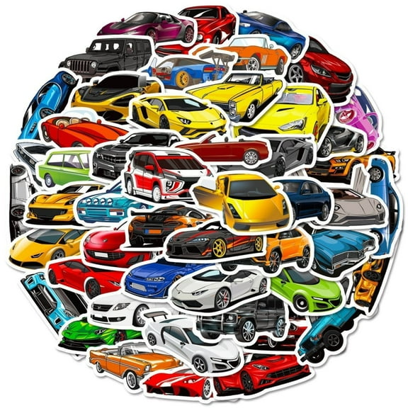 Sport Car Stickers 50 pcs Waterproof Vinyl Decorative Stickers