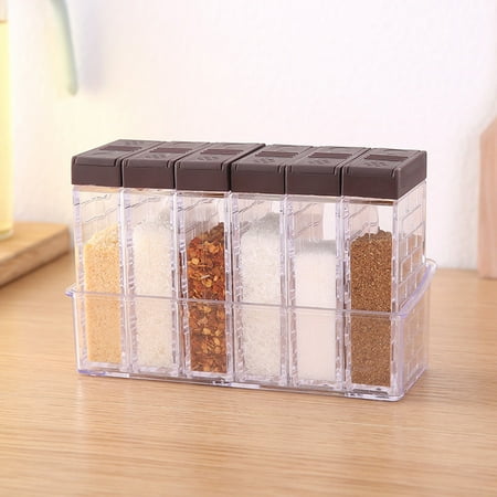 

Bestjia Opening Cover Spice Jar Two-Way Transparent Seasoning Shaker with Lid and Tray Spice Container for Kitchen