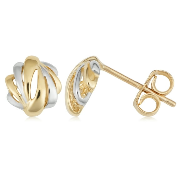 KoolJewelry 14k Two-tone Gold Stud Earrings