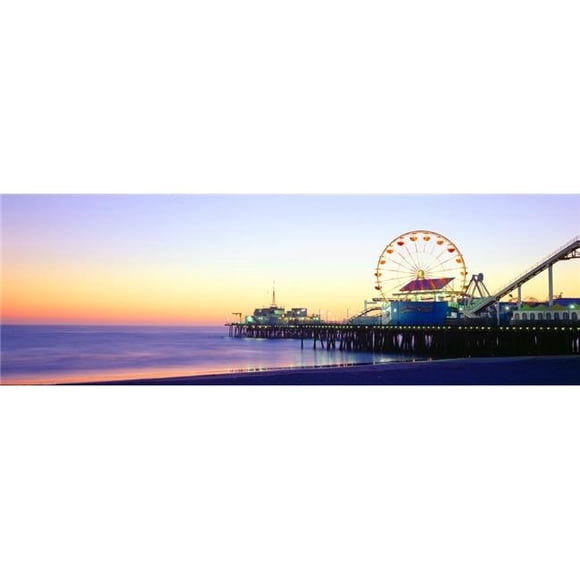 Panoramic Images PPI160705L Santa Monica Pier At Sunset California Poster Print, 36 x 12