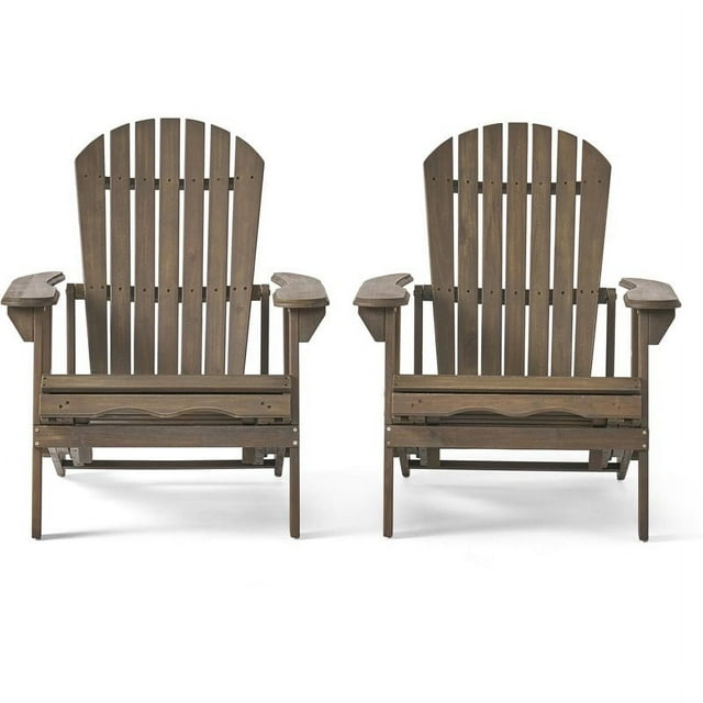 Noble House Hayle Chaise Adirondack Inclinable en Bois avec Repose-Pieds (Ensemble de 2) Gris