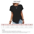thumbnail image 5 of Top de manga corta para mujer, camisa con cuello redondo y dobladillo dividido, camisa informal de Color puro, Top holgado de verano negro XXL, 5 of 5