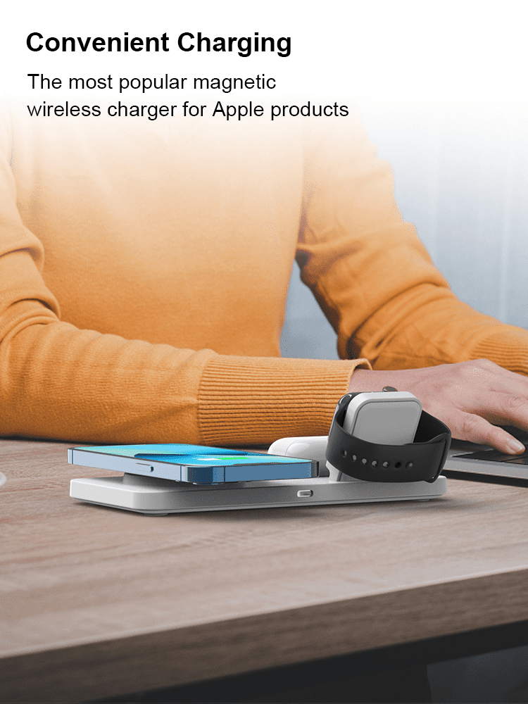 YFZN M17 Magnetic Wireless Charger for iPhone: 3 in 1 Travel ChargingStation for Apple Devices for iPhone 16 15 14 13 12 Pro MaxPlus - Wireless  Charging Pad for Apple Watch Series &Airpods Series