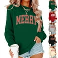 thumbnail image 6 of Women's Christmas Sequined Long Sleeve Shirt Christmas Sweater Patchwork Crew Neck Pullover Top, 6 of 8