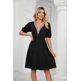 thumbnail image 3 of Purcoar Women's Summer Dress Short Sleeve V-Neck Midi Dress With Pocket, 3 of 7