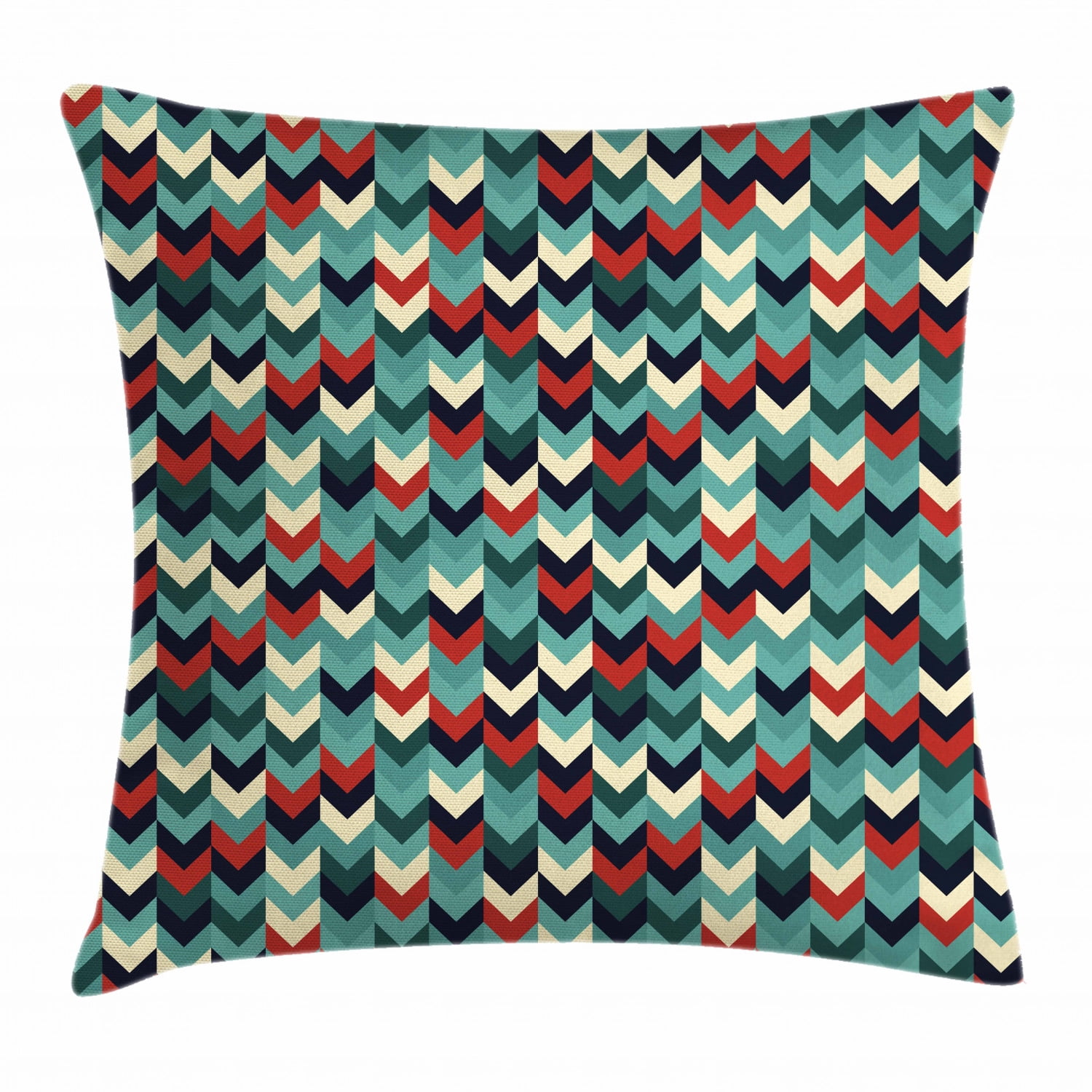 Teal Throw Pillow Cushion Cover, Vertical Chevron Triangles Abstract Arrow Motifs Zigzag