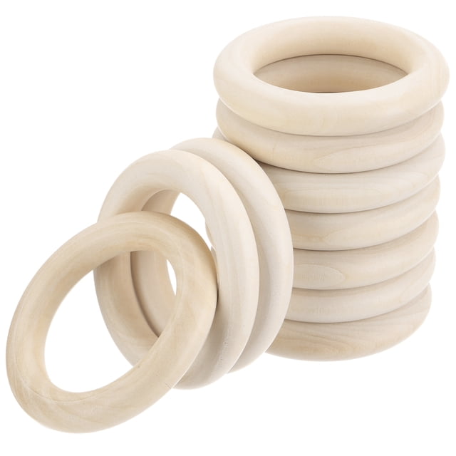 Uxcell Unfinished Wooden Rings Smooth Natural Woods Macrame Rings for DIY Crafts Knitting Decoration 3" 10 Pcs