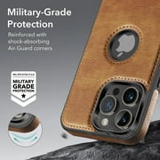 AIOVETEAB Compatible with iPhone 16 Pro Max Case Premium Leather TPU Hybrid Case Cover,Brown