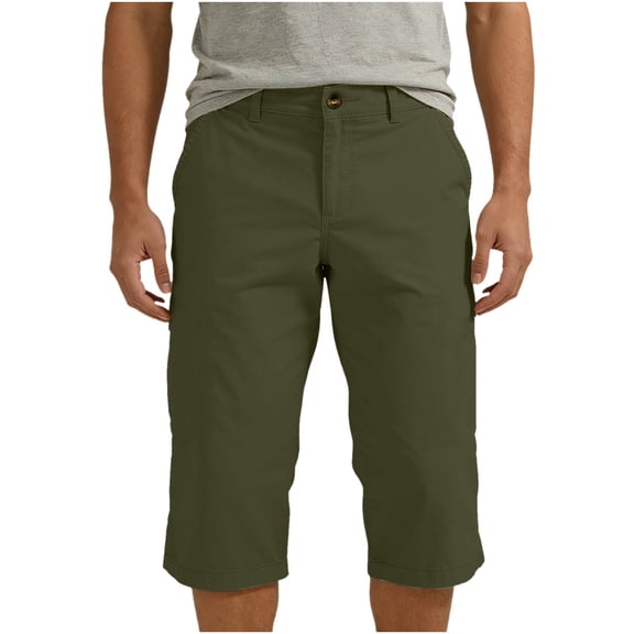Men's Summer Capri Pants Summer Hiking Work Cropped Cargo Pant Elastic Waist Lightweight Loose Casual Capris with Pockets