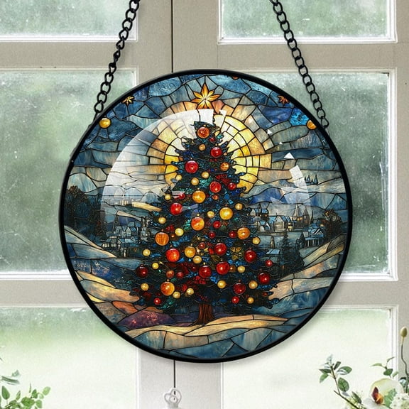 Chrismas Tree Stained Glass Suncatcher Ornament, Chrismas Tree, Chrismas Tree Décor for Home, 2025 Christmas Suncathcer Ornament, Christmas Girlfriend Gifts for Women 76HWgY