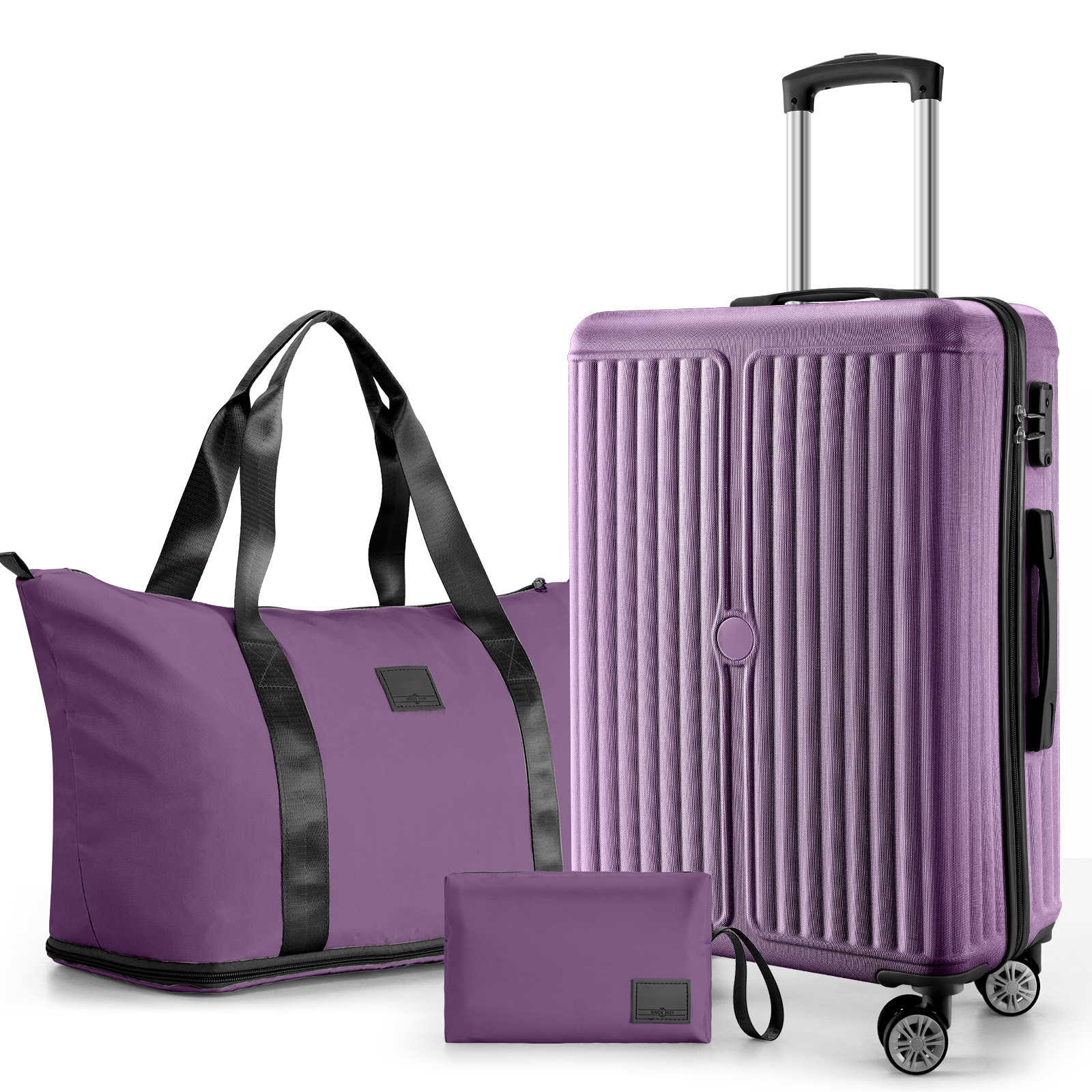 HOTEEL Carry On Luggage 3 Piece 20 inch Lightweight Travel Luggage Set, ABS+PC Hardside Suitcase with Duffel Bag and Toiletry Bag