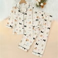 thumbnail image 2 of Cathalem Pajamas Petite Toddler Kids Baby Girl Sleepwear Cartoon Printed Nightwear Cotton Long Sleeve Shirt Pants Sets Coffee 2-3 Years, 2 of 4