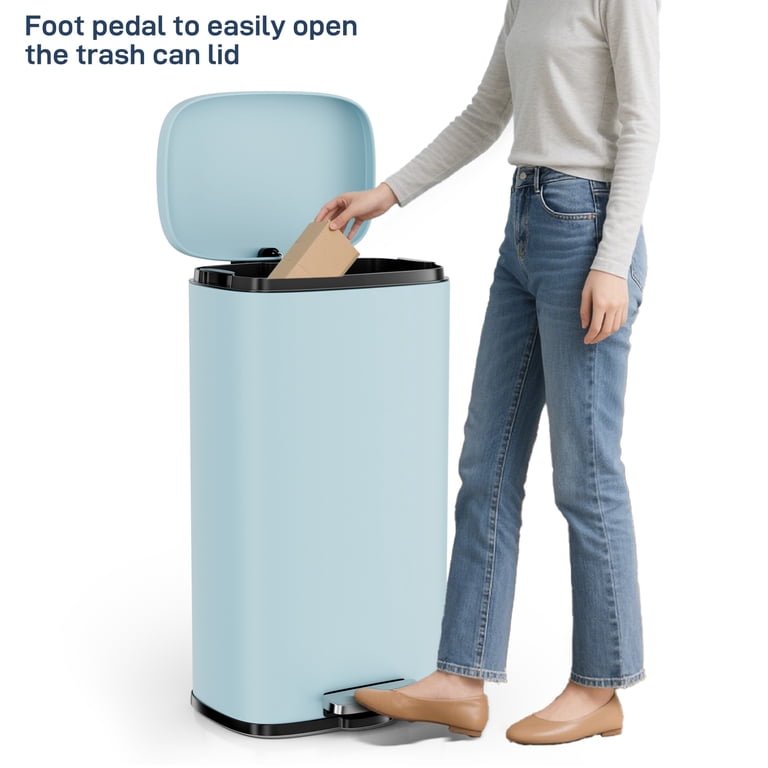 Step Trash Can 8 Gallon Stainless Steel Blue photo 5