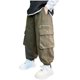 thumbnail image 2 of Pantalones largos de trabajo para niños con cintura elástica y bolsillos para adultos, pantalones casuales y cómodos de poliéster para niños., 2 of 8