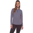 thumbnail image 2 of IBKUL Mini Check Long Sleeve Mock Neck Top (M, Turq/White), 2 of 9