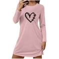 thumbnail image 1 of Yuyuzo Chemise de Nuit pour Femme à Manches Courtes, Robes de Pyjama Imprimées de Cœurs, Douces, Amples et Confortables, Chemises de Sommeil, Vêtements de Nuit pour Dames, 1 of 6
