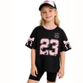 thumbnail image 2 of LIIPEE Girls Outfit Sets Summer Casual Cute Number Graphic Printed Short Sleeve Crew Neck Tee Tops Color Block Shorts 2 Piece Set Kids Children Comfortable Breathable Fashion Outfits,9-10 Years, 2 of 6