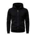 thumbnail image 2 of ZUKMRJPC Mens Zip Up Hoodie Solid Color Lightweight Casual Fleece Lined Hooded Sweatshirt Fall Winter Warm Basic Outwear with Pockets, 2 of 7
