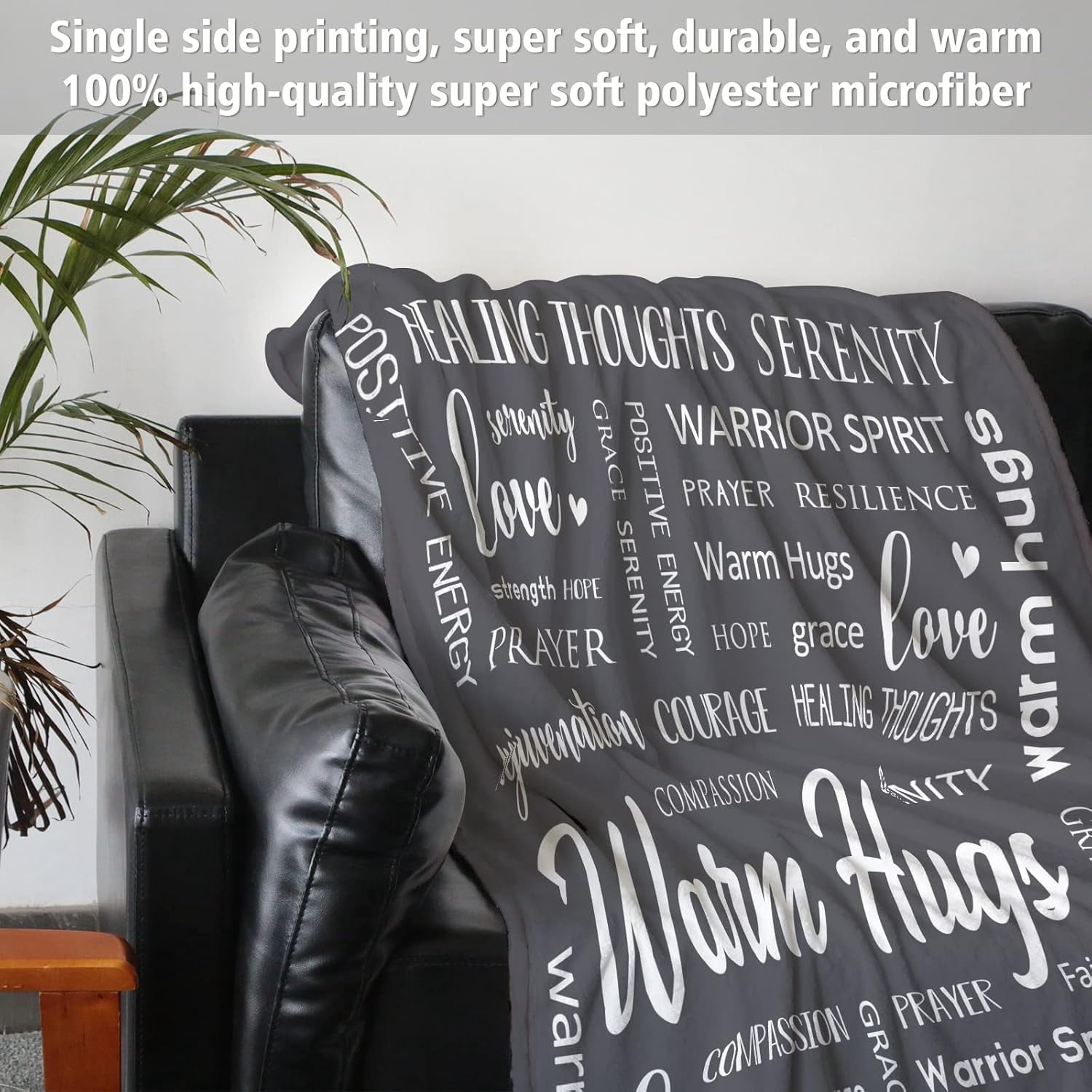 Warm Hugs Healing Blanket - Breast Cancer Gifts for Women, Get Well Soon, Feel Better Gifts for Women Patient, Think of You, Sympathy Gift for Friend Sister, Soft Comfort Throw Blankets 50" x 60"
