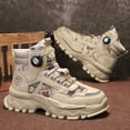 thumbnail image 3 of Autumn/Winter Leather High-Top Martin Boots, Fashionable Rotating Button Slip-on Men's Outdoor Sports Yellow Boots, 3 of 6