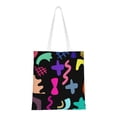 thumbnail image 1 of YFYANG Reusable Cotton Canvas Tote Shopping Bag, Black Geometric Abstract Doodles Washable Portable Grocery Bag for Daily Travel, 1 of 8