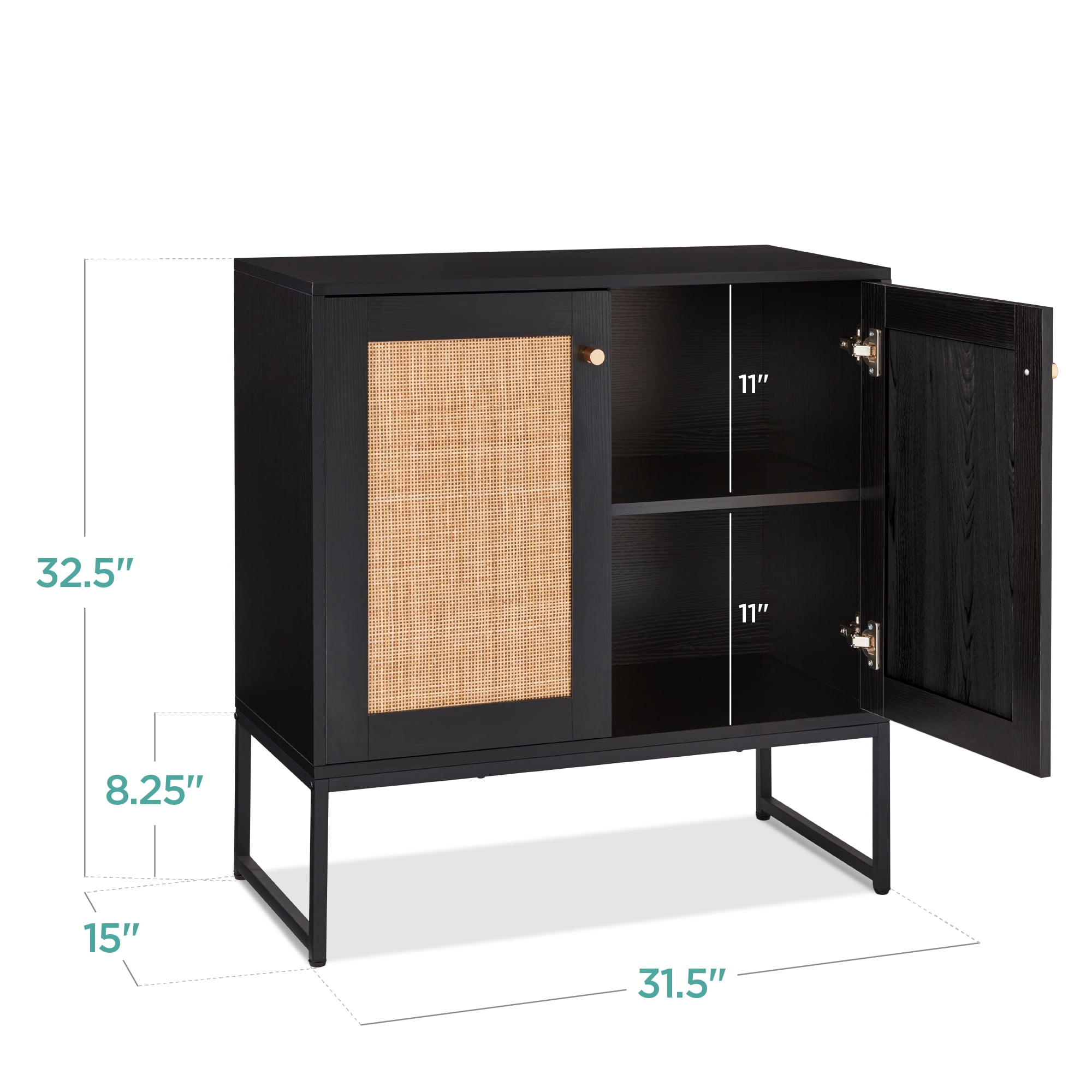 Best Choice Products 2-Door Rattan Storage Cabinet, Accent Furniture, Cupboard w/ Non-Scratch Foot Pads - Black