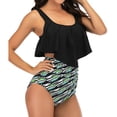 thumbnail image 4 of AMERTEER Women Two Pieces Bathing Suit Top Ruffled With High Waisted Bottom Bikini Set, 4 of 7